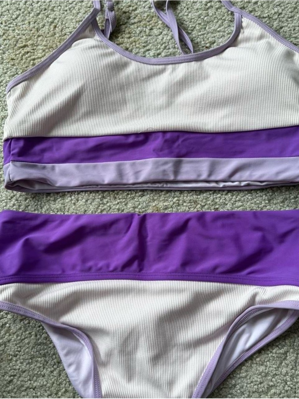 Two-Tone Purple and Cream Sport Bikini Set